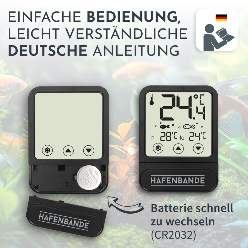 ADE Aquarium Thermometer Digital for Gluing from Outside Temperature Display