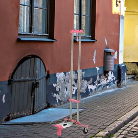 Milageto Mini Dolly Cart Folding Hand Truck Portable Accessories with Rope 25kg Luggage Cart Small Trailer for Hiking Household Moving, Pink