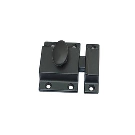 QCAA Traditional Large Oval Turn Cabinet Latch, Solid Brass, 2", for Cupboard & Other Furniture, Matte Black, 1 Pack, Made in Taiwan