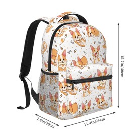 Cute Corgi Girls Boys Backpack Elementary Middle Dog Theme School Backpack Bookbag for Girls Boys Kids Teen Back to School Book Bag Gifts for 2nd 3rd 4th 5th 6th Grade Students