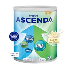 Suplemento Alimenticio ASCENDA Infantil Sabor Vainilla con Nutrientes Vitaminas Minerales Calcio Proteína DHA Sin Azúcar Polvo, A Partir de 3 Años, La