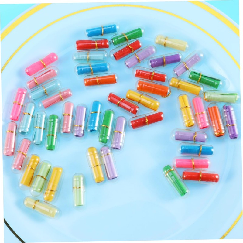 Levemolo 50pcs Mini Plastic Wishing Capsules Bottles for Capsule Bottles