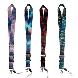 ZMD 4Pcs Starry Sky Neck Lanyards for Keys,Colorful Galaxy Lanyards for Id Badges Detachable Space Lanyards Release Buckle Key Holder Neck Straps (Color C)