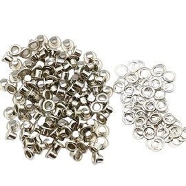 KUKU Koubou Double-Sided Eyelets, Grommets, Set of 100 (Silver, Inner Diameter: 0.1 inches (3 mm)