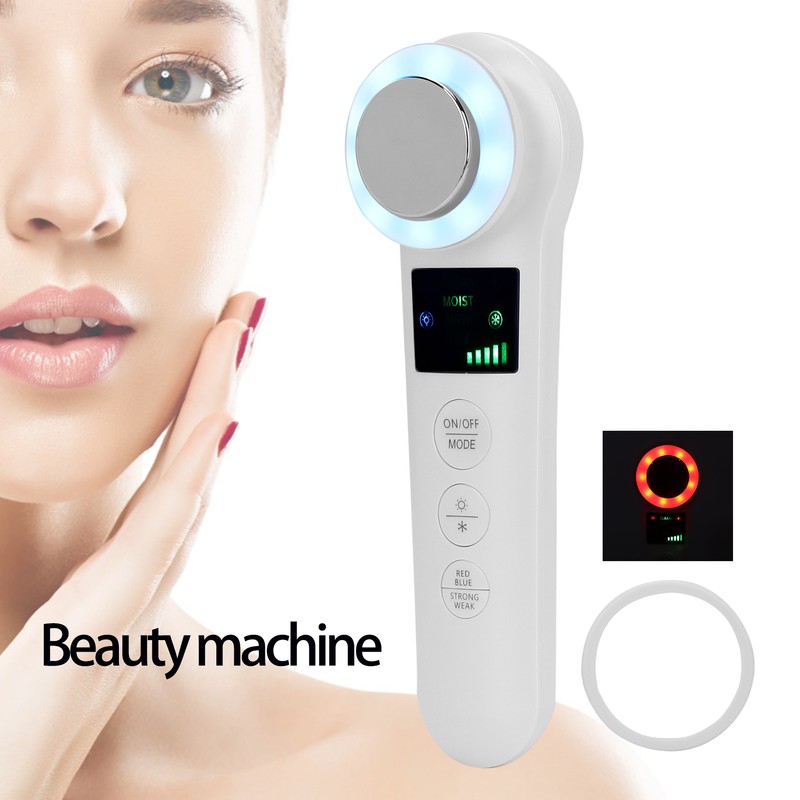 Hot Cold Face Massager Handheld Facial Vibration Massager Red Blue