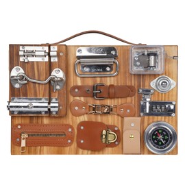 Montessori Busy Board for Toddlers Wooden Sensory Montessori Toys,Travel Toy Fidget Board Learning Activity Board for Fine Motor Skills Boys & Girls, Educational Learning Toy with Locks,Latches