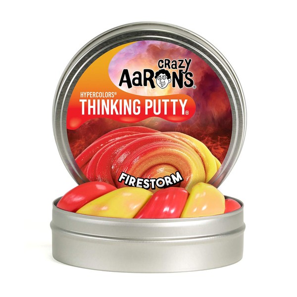 Crazy Aaron's Color Changing Putty - 4" Firestorm Hypercolor - Red and Yellow Color Changing with Heat, Never Dries Out (90 G)