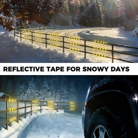 SWRT 2 Inch X 30 FT Reflective Tape Outdoor Waterproof Black & Yellow Reflective Tape Heavy Duty Strong Adhesive Hazard Caution Safety Warning Tape Reflector Conspicuity Tape for Trailer