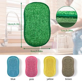 Mis.Moon Pack of 10 Kitchen Sponge Cleaning Sponge, Double-Sided Microfibre Washing Up Sponge, Reusable Sponges for Cleaning Dishes, Pots