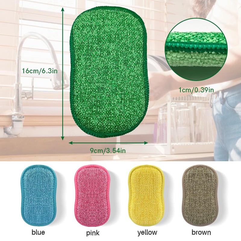 Mis.Moon Pack of 10 Kitchen Sponge Cleaning Sponge, Double-Sided Microfibre