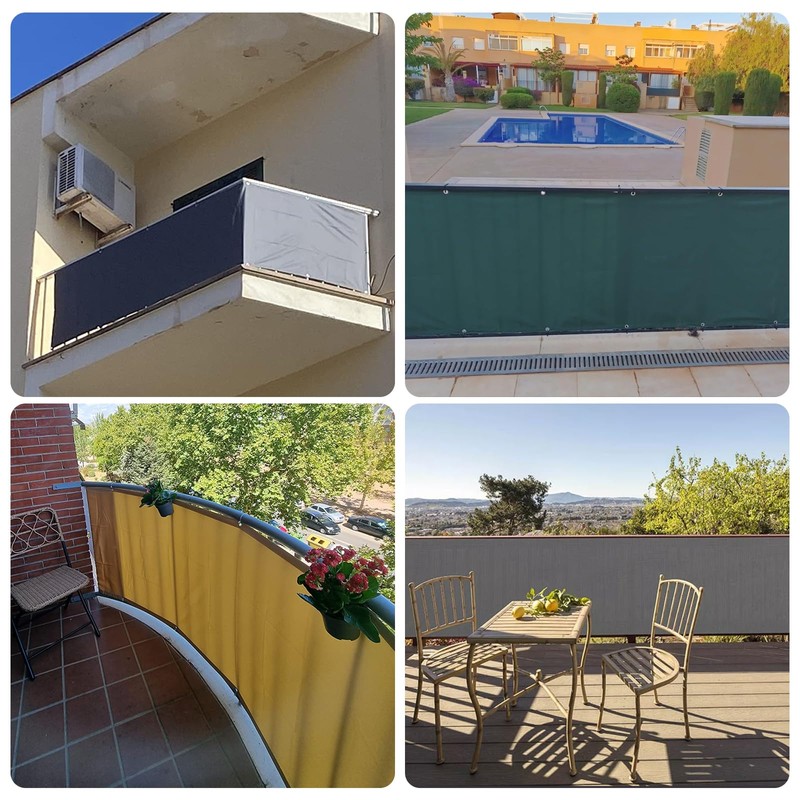 SUNNY GUARD Balcony Privacy Screen 90x400cm Fence Screen for Balcony