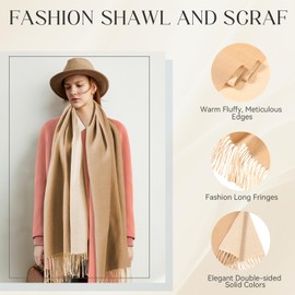 VelChic Ladies Shawl Scarf Winter, Women's Shawls And Wraps For Evening Dress, Wedding, Travel, Office, Autumn Warm Long Large Scarves Blanket. Birthday Gifts Scarfs For Women (Camel)