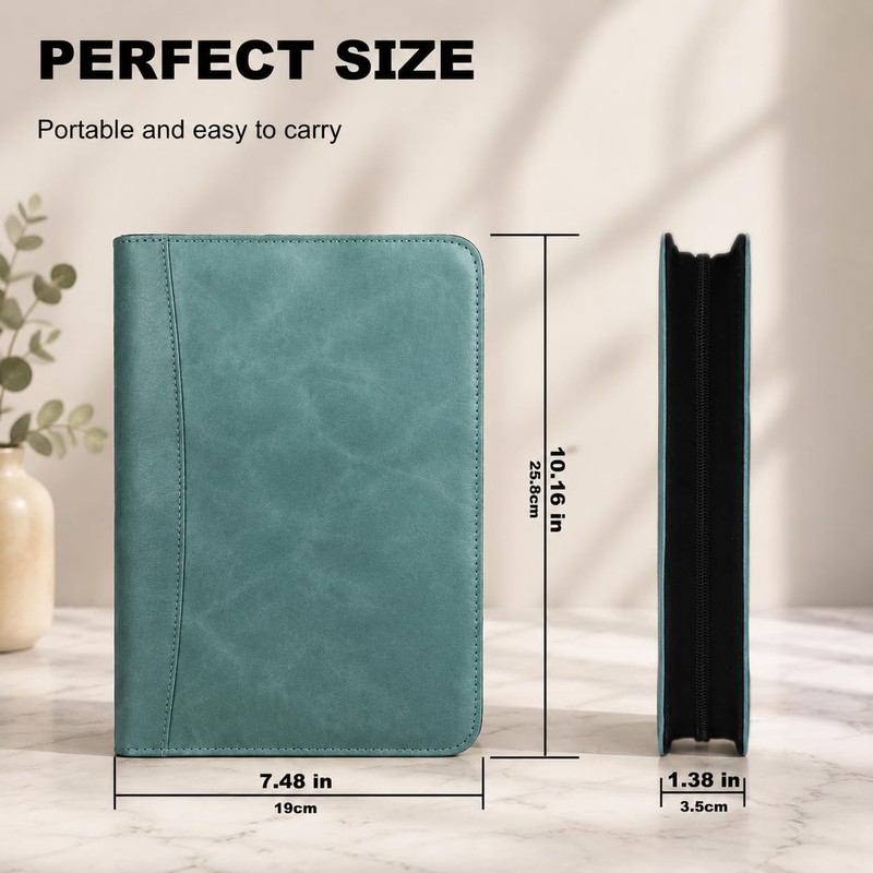 Convend Zip Series Premium Faux Leather A5 6-Ring Portfolio Binder