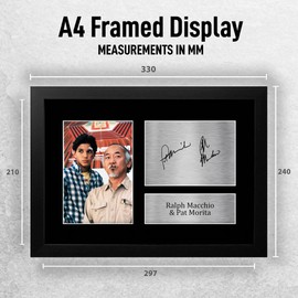HWC Trading FR A4 Ralph Macchio & Pat Morita The Karate Kid Daniel, Mr Miyagi Gifts Printed Signed Autograph Picture for Movie Memorabilia Fans - A4 Framed