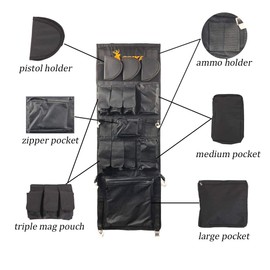 SPIKA Gun Safe Door Organizer,[16W*46H Inch] Panel with Pistol Holster,Ammo Holder,Multi Pockets and Mag Pouches Adjustable Width Up to 19" Height Up to 51"