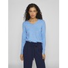 Vila Women's Viril V-Neck L/S Knit Top Noos, Blissful Blue