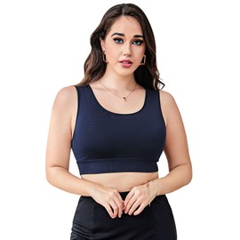 WDIRARA - brasier sin mangas con cuello redondo para mujer, talla grande, Azul, 4X-Large Plus
