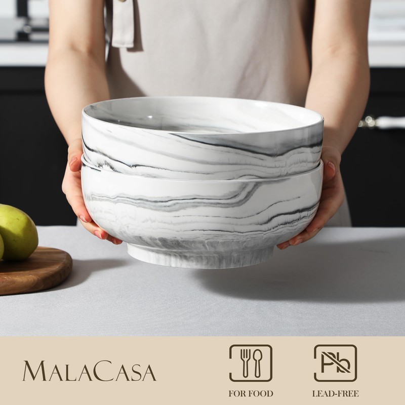 MALACASA Salad Bowls, 114 OZ(10") Extra Large Serving Bowls Set