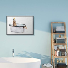 Stupell Industries Meerkat Bubble Bath Vintage White Tin Tub, Design by Jennifer Redstreake Black Framed Wall Art, 24 x 30