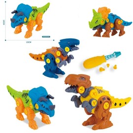 Fomatrade Dinosaur Toys for 3, 4, 5, 6, 7 Year Old Boys,Take Apart Toys with Electric Drill for Kids,STEM Educational Construction Building Toys,Birthday Gift (Pack 4)