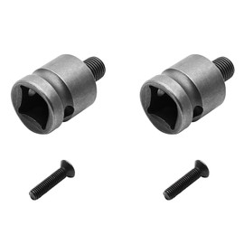 2Pcs Threaded Drill Chuck Square Female Adapter, 3/8" Square Female Chuck Adapter with Reverse Thread Screw for Impact Wrench(with hole)