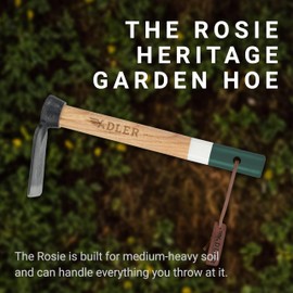 Adler - The Rosie Heritage Garden Hoe, Heavy Duty Wood, Durable for Weeding, Potting, and Digging, 11.8 inches (Green)