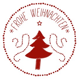 Original Stemplino® Maxi Stamp XL - Merry Christmas Tree - For Gifts and Cards for Christmas - High-Quality Wooden Stamp 78 x 46 mm Round - Also Beautiful as a Gift