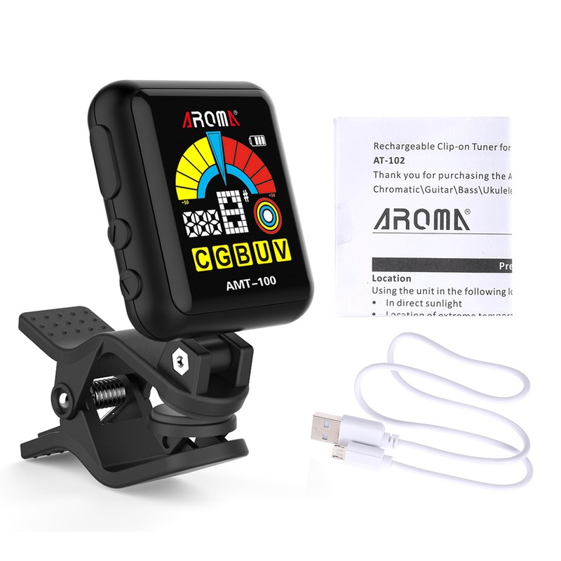 AROMA AMT-100 2 in 1 Rechargeable Rotatable Clip-on Electronic Tuner