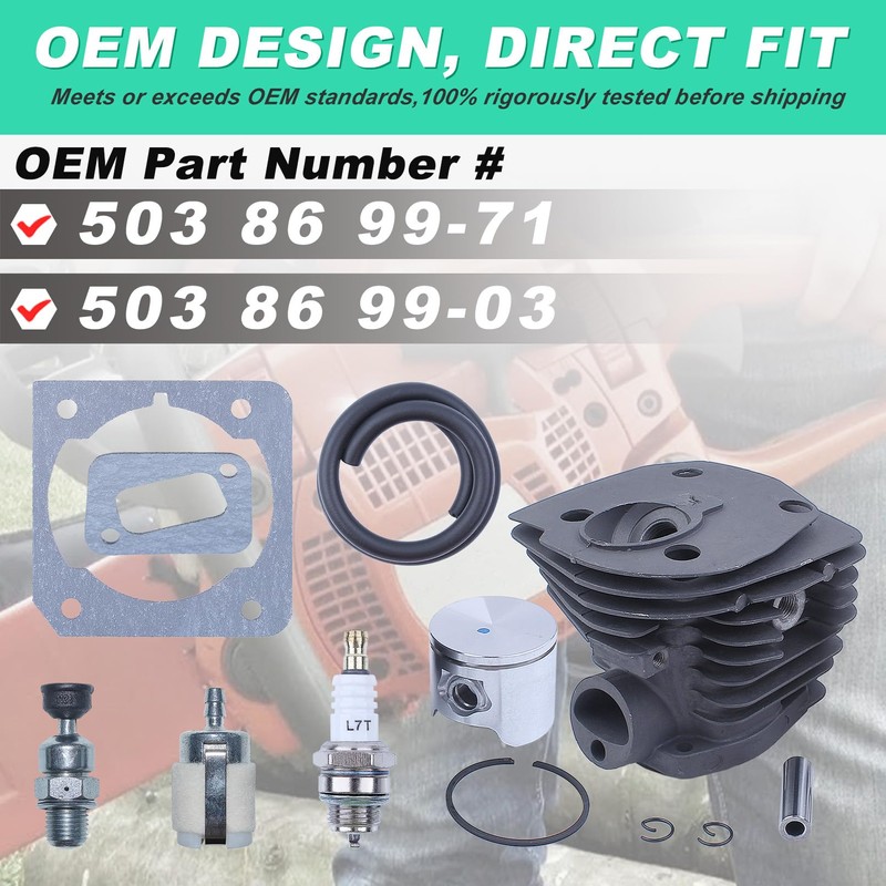 Adefol 44mm Cylinder Piston Kit for Husqvarna 350 351 353