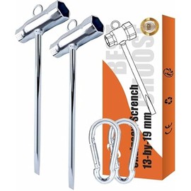 Chainsaw Wrench, 2 Pack Chainsaw Tool Chain Saw Scrench with Hook, 13 by 19mm 1/2x3/4 T Wrench Spanner Tool