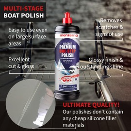 menzerna "Premium One Step Gelcoat Polish" 32oz I Marine Compound to Remove Scratches & to Provide a Glossy Finish I Boat Polish for Outstanding Brilliance I Heavy & Medium Cut + Finish All in one