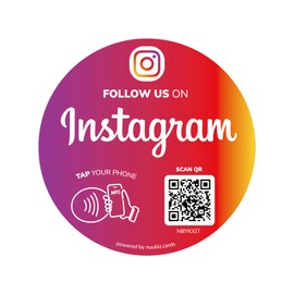 NFC Instagram QR Code Stickers – Tap or Scan to Follow on Social Media – Boost Followers & Reviews – Instagram Tag Decals for Cars, Windows, Storefront – Waterproof, Indoor & Outdoor – No App/Fees
