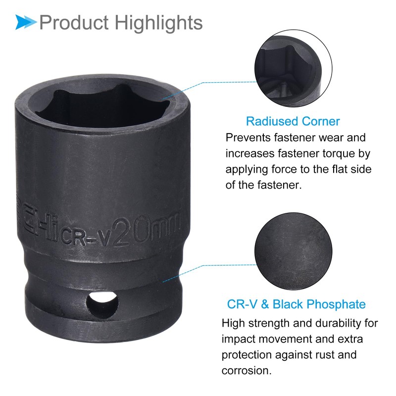CoCud Deep Impact Socket, 1/2 Inch Drive 20mm Socket Size,