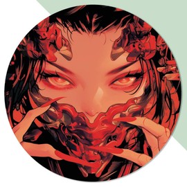 Medium 100mm 'Geisha Oni Anime Manga Girl Japanese' Permanent Sticker Decal for Cars/Windows/Bins/Walls etc (DW00121689)