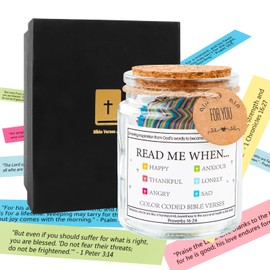 Bible Verses Jar 180 Pieces Mini Bible Verse Cards Prayer Glass with Hope Bible Verses Prayer Jar with Coloured Bible Verses Pink Bible Accessories Father's Day Gifts for Men