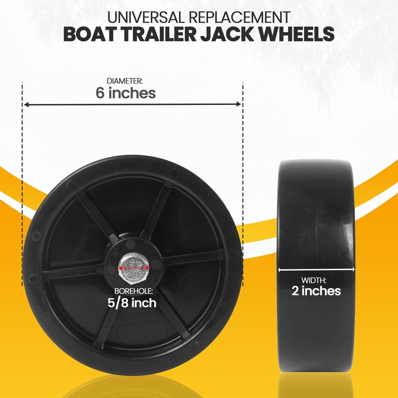 (2-Pack) AR-PRO 6-Inch Boat Trailer Jack Wheels - Universal Fit