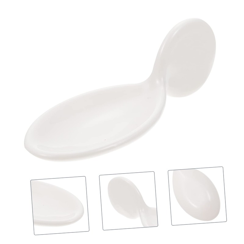 Mikinona 1Pc Ceramic Spoon Rest for Caviar Sauces Elegant Black