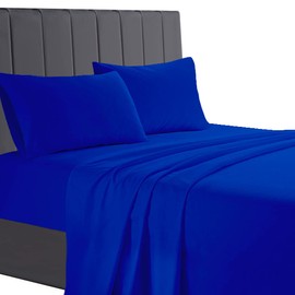 AATH COLLECTION Egyptian Cotton Flat Sheets, 200 Thread Count Single, Double, King, Super King Flat Bed Sheets, Soft & Fade Resistant (Double, Royal Blue)