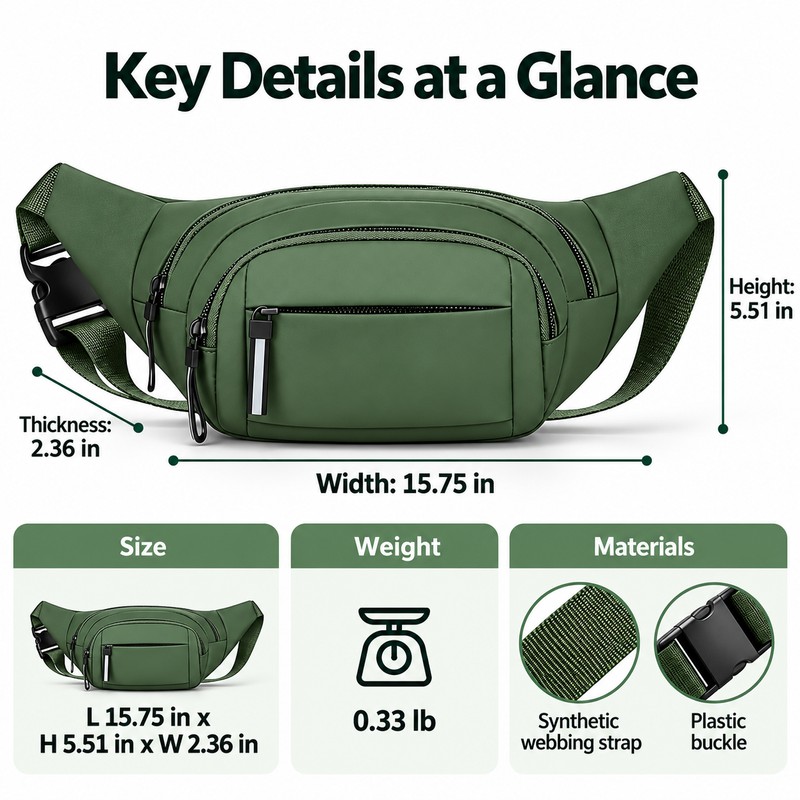 Running Waist Bag with Zippered Pockets – Slim Travel Money