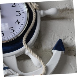 HOMSFOU Ship Wheel Clock Bedroom Party Kitchen Still Lighthouse Hanging Net Mediterranean Emergency Bath Style Clock Siderudder Control Outdoor Suit Coast Jewellery Navigation Decorative for