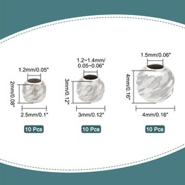 PH PandaHall 30pcs 925 Sterling Silver Spacer Beads, 2/3/4mm Small Round Infinite Pattern Metal Large Hole Beads for DIY Jewelry Earrings Bracelets Necklace Crafts Making