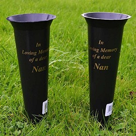 Angraves Set of 2 Nan In Loving Memory Spiked Memorial Grave Flower Vases