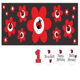 Giant Party Banner with Stickers, Ladybug Fancy