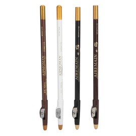 4Pcs Barber Pencil, Hairline Outline with Sharpener, Tool for Lineup and Beard Shape White (Barber H Pencil + Beard Accessories)
