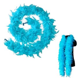 MORAINJAY Lake Blue Feather Boa, 2 Metres 90 g Feather Boas Fluffy Turkey Feathers Scarf Women, Feather Stole for Women Costume Dress Girls Tea Party, Feather Scarf for Carnival Party, Costume Party,