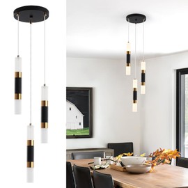 BYKWRTV Modern Pendant Lights Kitchen Island, Black and Gold Led Pendant Lights, 3-Light Pendant Lighting for Kitchen Island Living Room Dining Room, 7W 3000K