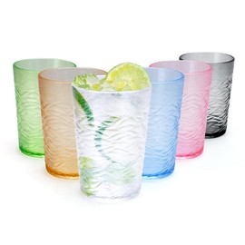 SITAKEGS Plastic Tumblers, 6 Pack 330ML/11.6 oz Drinking Glasses Acrylic Reusable Cups, Stackable Portable Cocktail Glasses Multicolor Glass for Home Party Daily Use Parties Picnic Camping (330ml)