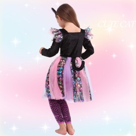 Lingway Toys - Disfraz de gato para niñas, disfraz de gato para Halloween, fiesta temática, cosplay, vestido de animales de 2 a 3 años