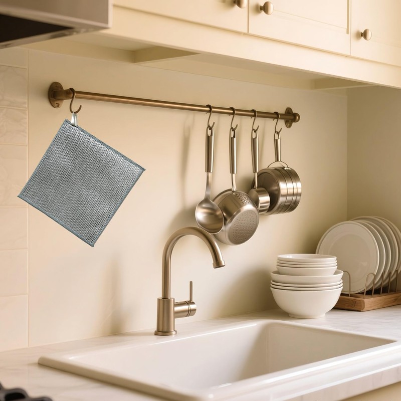 YinQin Three Layer Wire Dishwashing Cloths, 20 x 20 cm