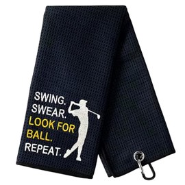 TUONYIS Golf Towel Funny Golf Gifts for Men Golf Accessories With Clip, Funny Black Golf Towel Ball for Uncle, Men, Golfer, Lover, Retirement Christmas Birthday Gifts (Black)